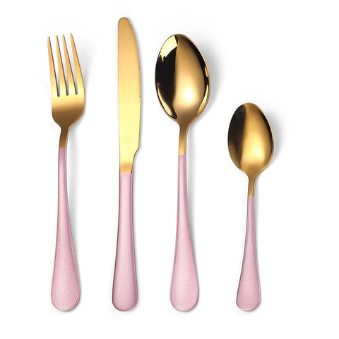 Golden Cutlery Fork Spoon Knife Set Tableware Stainless Steel Dinnerware Cutlery Sets