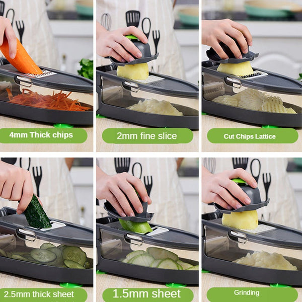 Multifunctional Vegetable Cutter Mandoline Slicer Potato Peeler Carrot Cheese Grater Kitchen Accessories Black Peelers & Slicers