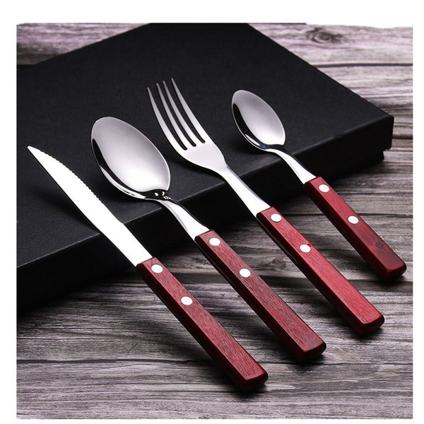 Red Tableware Set Cutlery Fork Spoon Knife 304 Stainless Steel Dinner Dinnerware Cutlery Sets