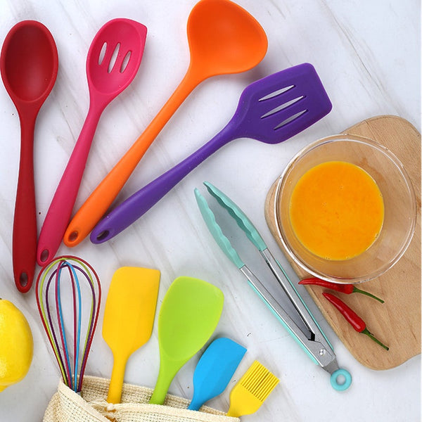 10Pcs Silicone Utensil Set Cooking Tools Heat Resistant Household Kitchen Cooking Utensils