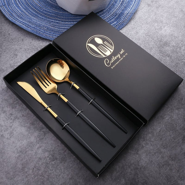 Stainless Steel Spoon Fork Chopstick Knife Set With Storage Gift Box Coffee Dessert Kitchen Tableware