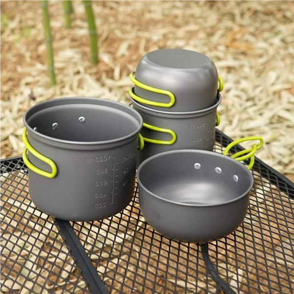 1Set Aluminum Folding Cookware Outdoor Camping Picnic Non Stick Cooking Pot Bowl
