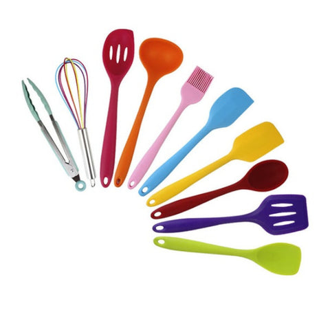 10Pcs Silicone Utensil Set Cooking Tools Heat Resistant Household Kitchen Cooking Utensils