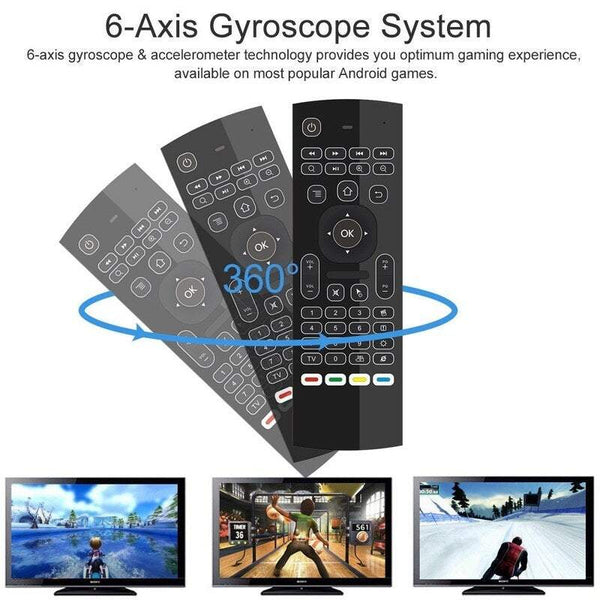 Tv 2.4G Backlit Air Mouse Wireless Keyboard Mini Pc Smart Android Box Projector 6 Axis Somatosensory Motion Sensing Game Infrared Learning Button Remo