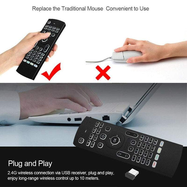 Tv 2.4G Backlit Air Mouse Wireless Keyboard Mini Pc Smart Android Box Projector 6 Axis Somatosensory Motion Sensing Game Infrared Learning Button Remo