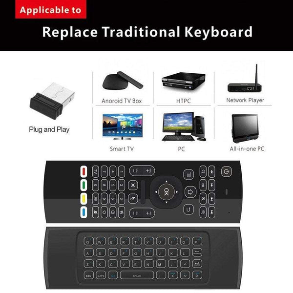 Tv 2.4G Backlit Air Mouse Wireless Keyboard Mini Pc Smart Android Box Projector 6 Axis Somatosensory Motion Sensing Game Infrared Learning Button Remo