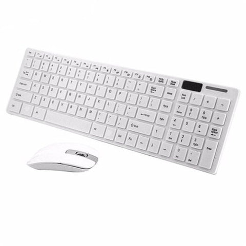 2.4G Slim Optical Wireless Keyboard And Ultra Thin Mouse Usb Receiver Combo Kit White