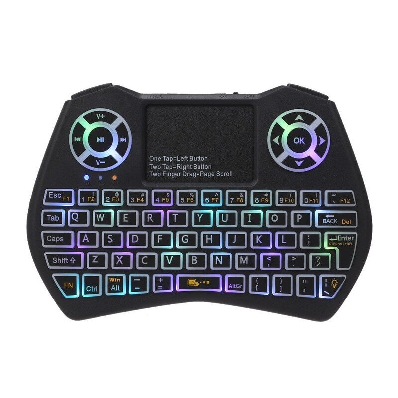2.4Ghz Led Rgb Backlit Wireless Keyboard With Touchpad Mouse Remote Control For Android Tv Box Pc Projector Black Keyboards & Keypads