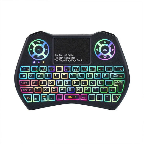 2.4Ghz Led Rgb Backlit Wireless Keyboard With Touchpad Mouse Remote Control For Android Tv Box Pc Projector Black