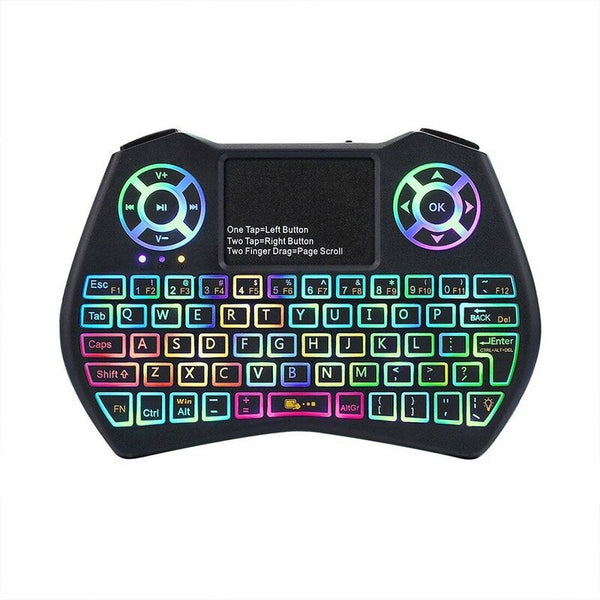 2.4Ghz Led Rgb Backlit Wireless Keyboard With Touchpad Mouse Remote Control For Android Tv Box Pc Projector Black Keyboards & Keypads