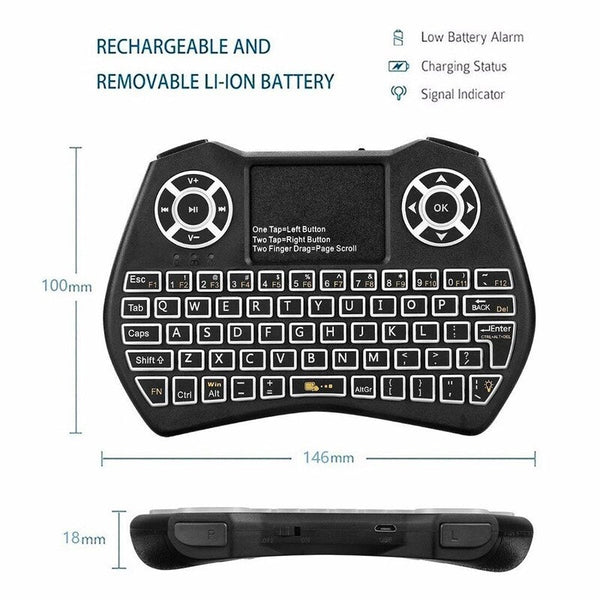 2.4Ghz Led Rgb Backlit Wireless Keyboard With Touchpad Mouse Remote Control For Android Tv Box Pc Projector Black Keyboards & Keypads