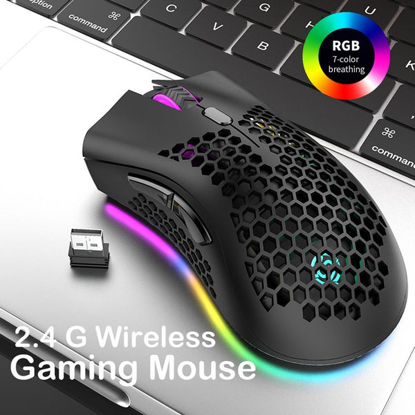 2.4Ghz Wireless Gaming Mouse Rechargeable With Rgb Light Effect 3 Dpi Hollowed Out Honeycomb Mice For Pc Mice Trackballs & Touchpads