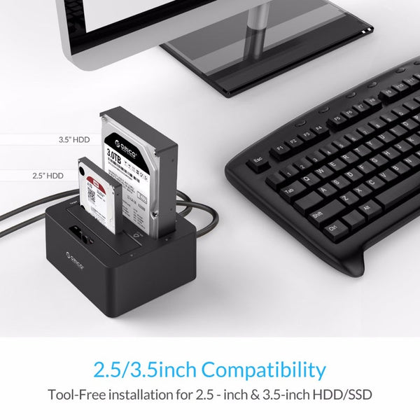 2 Bay Sata To Usb3.0 External Hard Drive Docking Station Hdd Enclosure Black Drive Enclosures & Docks