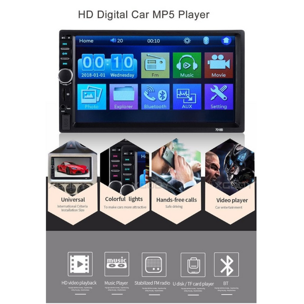 New 7 Inch 2 Din Touch Screen Car Mp5 Player Bluetooth Stereo Fm Radio Usb / Tf Aux Other Car Audio