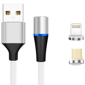 2 In 1 8 Pin Micro Usb Magnetic Data Cable Fast Charge 1M Silver