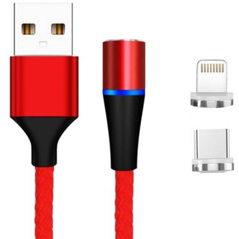 2 In 1 8 Pin Type C Magnetic 3A Data Cable Quick Charge 1M Red