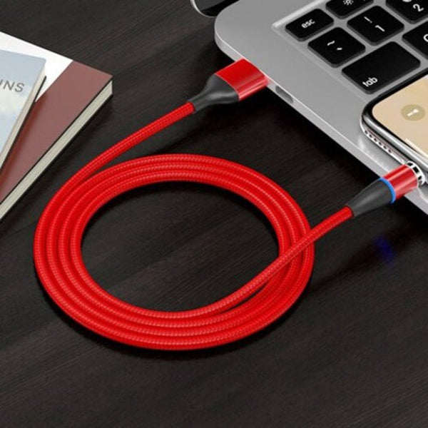 2 In 1 8 Pin Type C Magnetic 3A Data Cable Quick Charge 1M Red
