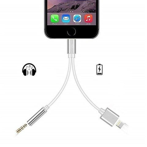 2 In 1 Audio Adapter 8 Pin To 3.5Mm Aux Headphone Jack Silver