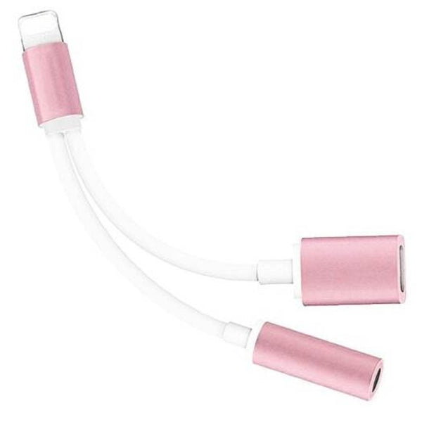 2 In 1 Audio Adapter 8 Pin To 3.5Mm Aux Earphone Jack For Iphone 7 Plus / 6 Rose Gold Cables & Adapters