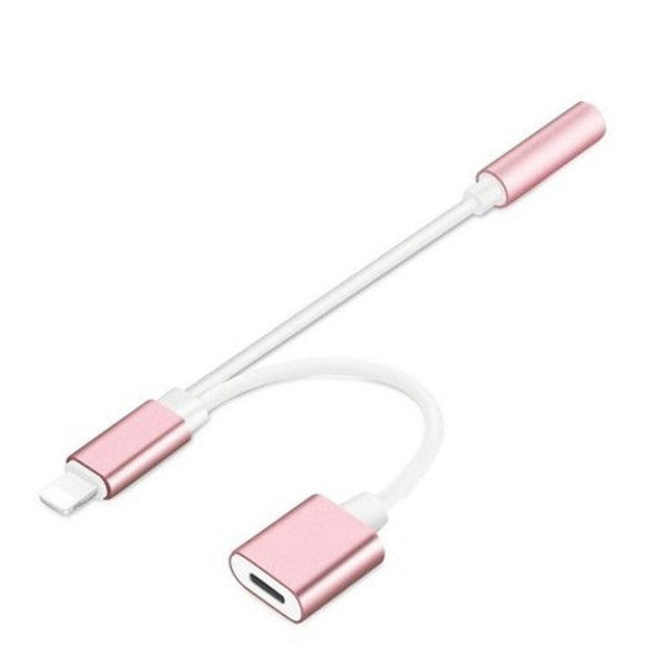 2 In 1 Audio Adapter 8 Pin To 3.5Mm Aux Earphone Jack For Iphone 7 Plus / 6 Rose Gold Cables & Adapters