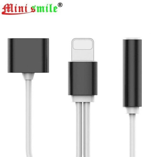 2 In 1 Audio Adapter 8 Pin To 3.5Mm Aux Headphone Jack For Iphone 7 / Plus 6 Black Cables & Adapters