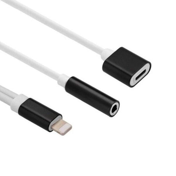 2 In 1 Audio Adapter 8 Pin To 3.5Mm Aux Headphone Jack For Iphone 7 / Plus 6 Black Cables & Adapters