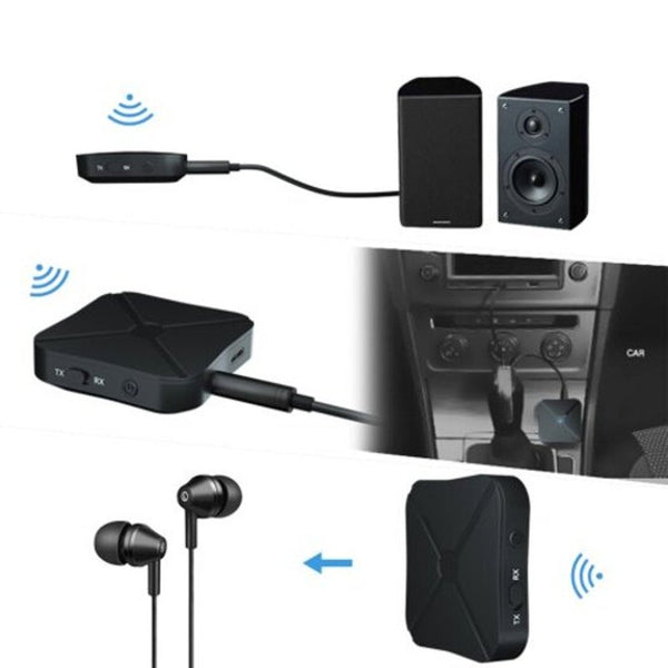 2 In 1 Bluetooth 4.2 Audio Transmitter Receiver 3.5Mm Aux Adapter Black