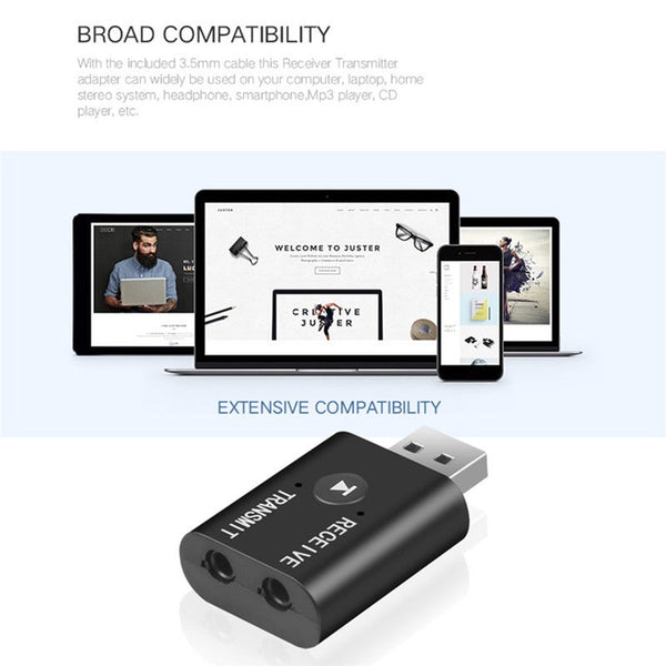 2 In 1 Bluetooth Dongle 3.5Mm Aux Audio Transmitter Receiver Wireless Stereo Adapter