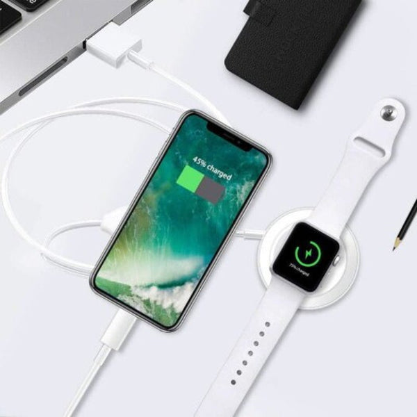 2 In 1 Charging Cable For Iphone Iwatch White Chargers & Cradles