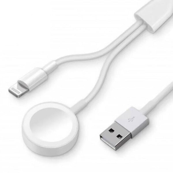 2 In 1 Charging Cable For Iphone Iwatch White Chargers & Cradles