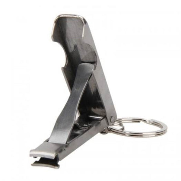 2 In 1 Pocket Tool Outdoor Handle Bottle Opener Toe Nail Clippers Cutter Key Silver