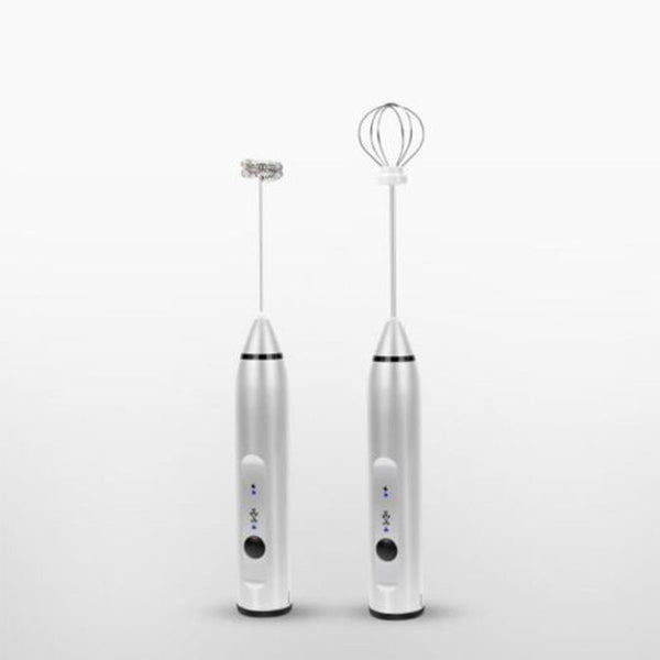 2 In 1 Electric Handheld Milk Frother Egg Beater Silver