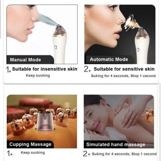 Skin Care 2 In 1 Electric Suction Cleansing Pores Blackhead Remover Vacuum Cleaner White Facial Cleansing Devices