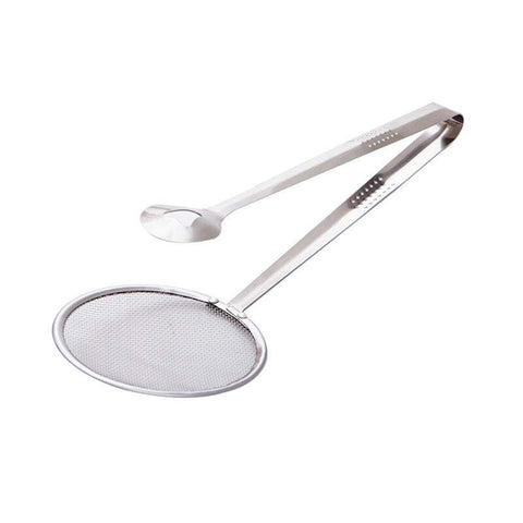 Kitchen Utensils 2 In 1 Stainless Steel Colander Spoon Clip Oil Filter Grid Scoop Fryer Tongs Frying Mesh Tools Accessories