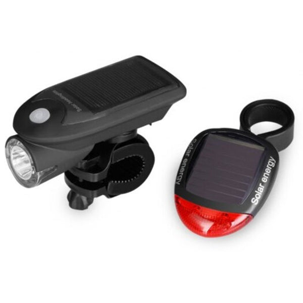 2 In 1 Leds Solar Energy Bike Front Light Tail Lamp Black Lights & Reflectors