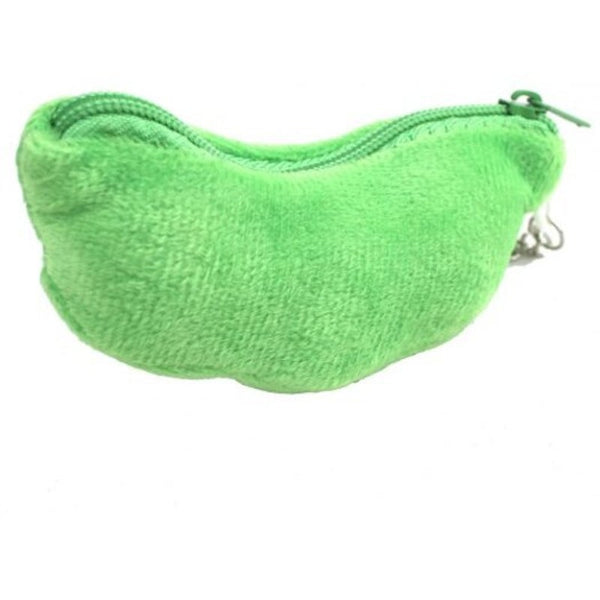 2 In 1 Plush Soybeans Pod Style Key Ring Wallet Combo Green