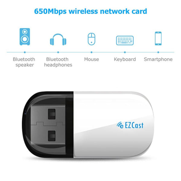2 In 1 Portable Dual Band Usb 2.0 Wifi Dongle 2.4Ghz5.8Ghz Wireless Network Card Bluetooth 4.2 Adapter New