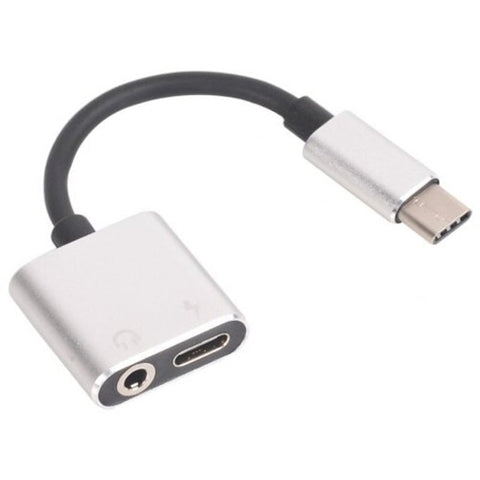 2 In 1 Type C Usb 3.5 Mm Charger Headphone Audio Jack Cable Platinum