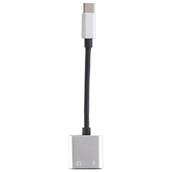 2 In 1 Type C Usb 3.5 Mm Charger Headphone Audio Jack Cable Platinum Cables & Adapters