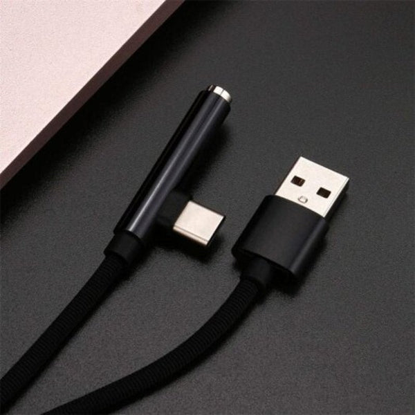2 In 1 Type C Usb Cable To 3.5Mm Head Aux Audioadapter Charge Black