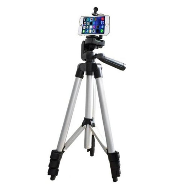 2 In 1 Universal Three Way Tripod Camera Camcorder With Cell Phone Clip Holder Silver Other Tripods & Supports