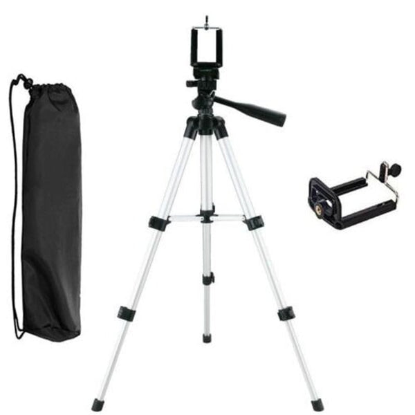 2 In 1 Universal Three Way Tripod Camera Camcorder With Cell Phone Clip Holder Silver Other Tripods & Supports