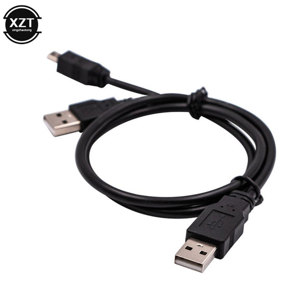 Usb 2.0 Double A Type 2A Male To Mini 5 Pin Y Cable For 2.5In Mobile Hard Disk Drive