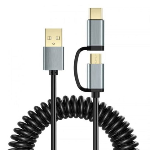 2 In 1 Usb Cable Quick Charge 3.0 Micro Type Gray