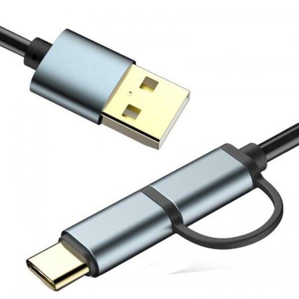 2 In 1 Usb Cable Quick Charge 3.0 Micro Type Gray