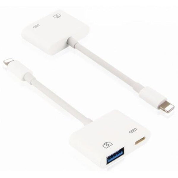 2 In 1 Usb Camera Keyboard Adapter Cable Connection For Iphone / Ipad White Cables & Adapters