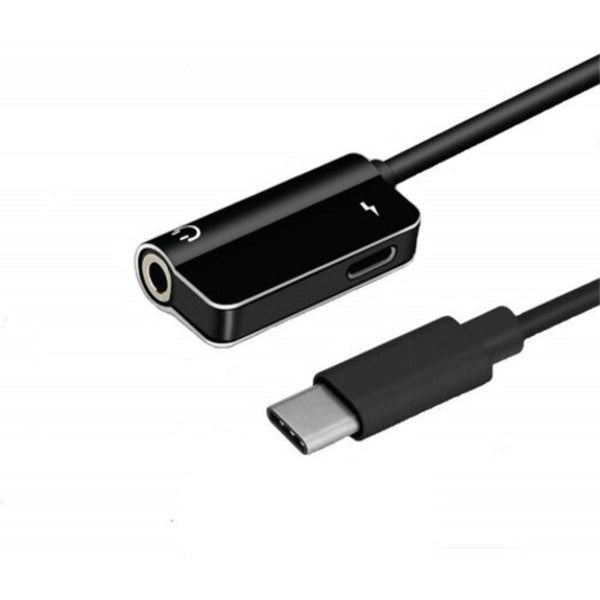 2 In 1 Usb Type C To 3.5 Mm And Charger Headphone Audio Jackadapter Cable Black Cables & Adapters