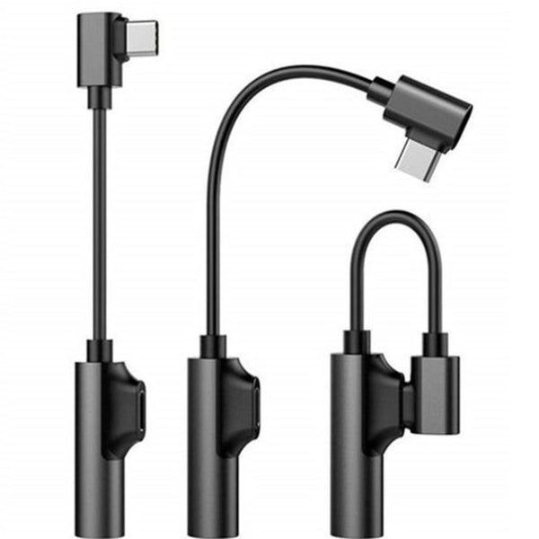 2 In 1 Usb Type C To 3.5Mm Headphone Jack Adapter For Samsung / Huawei Xiaomi Black Cables & Adapters