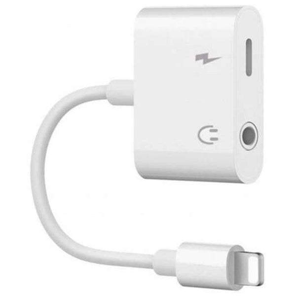 2 In1 3.5Mm Headphone Audio Jack Charger Adapter For Iphone X / 8 Plus 7 White Cables & Adapters