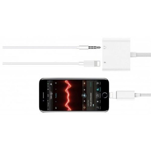 2 In1 3.5Mm Headphone Audio Jack Charger Adapter For Iphone X / 8 Plus 7 White Cables & Adapters